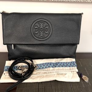 Tory Burch Bombe Foldover Messenger Bag Black